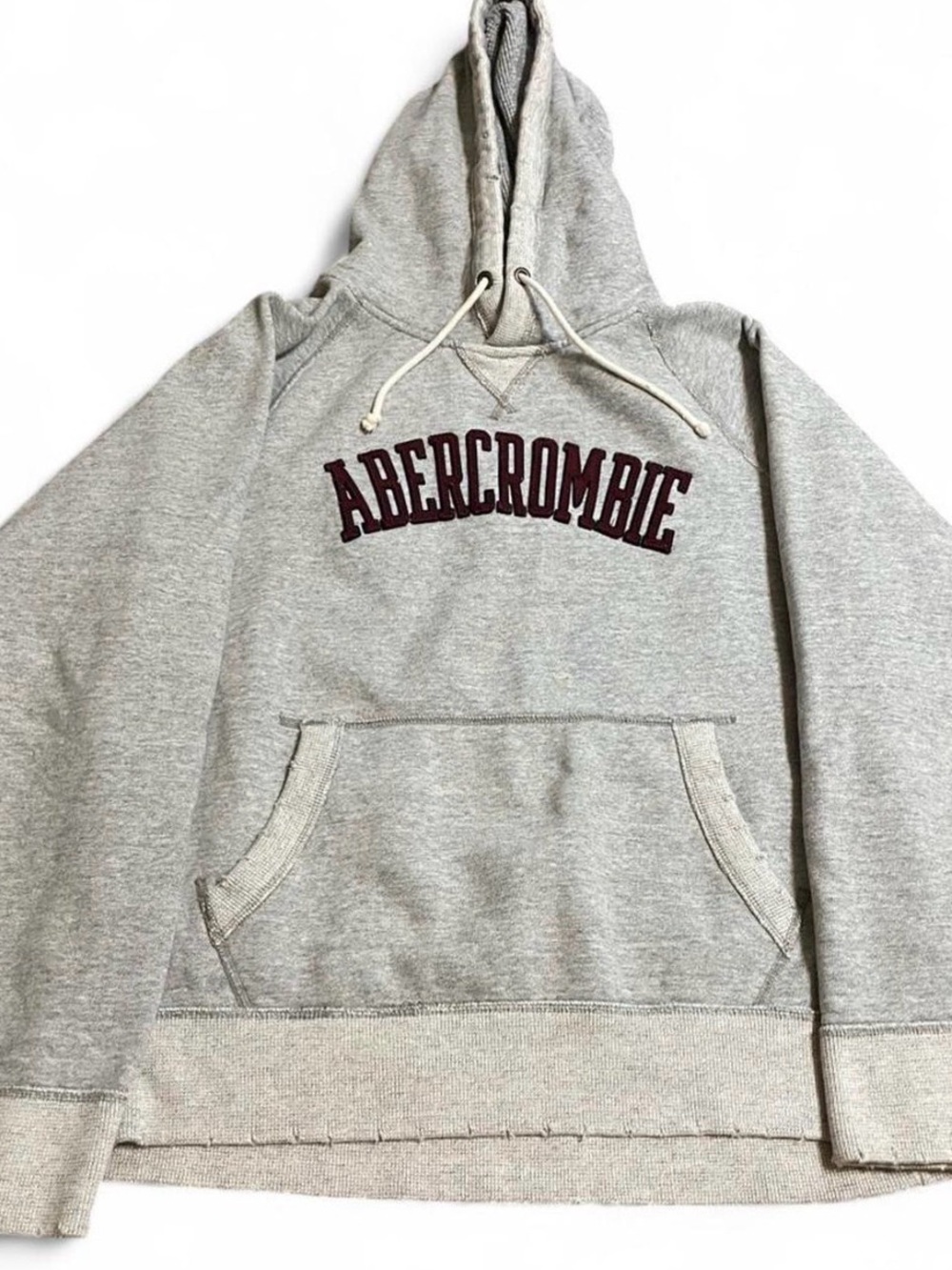 Men’s Vintage Abercrombie & Fitch Gray Maroon. Heavyweight Hoodie Size L